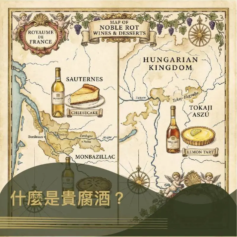 什麼是貴腐酒？一次搞懂 Monbazillac、Sauternes 與 Tokaji 的甜點地圖 文章封面